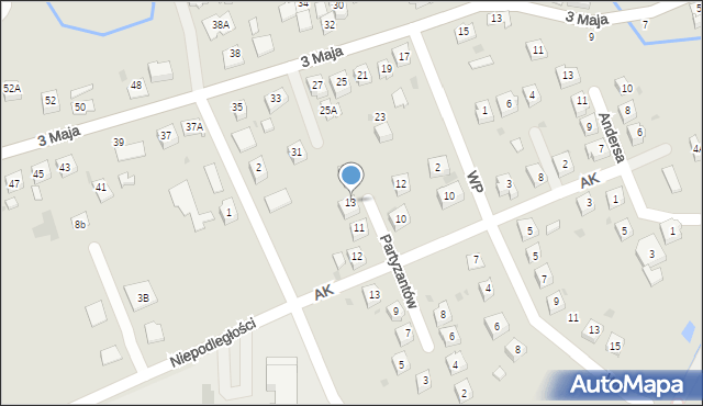 Pilzno, Partyzantów, 13, mapa Pilzno