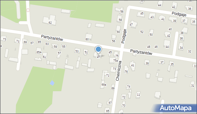 Pionki, Partyzantów, 47, mapa Pionki