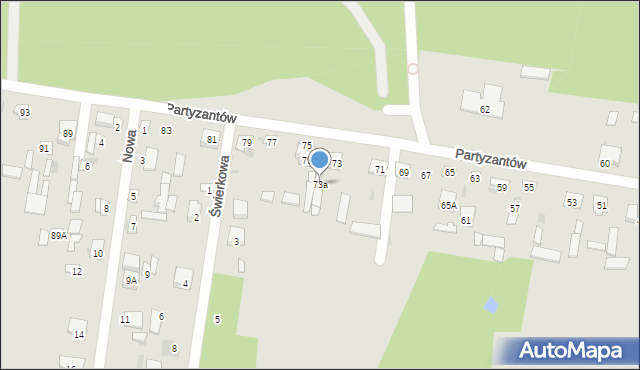 Pionki, Partyzantów, 73a, mapa Pionki