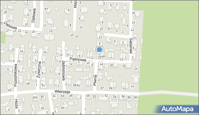 Piotrków Trybunalski, Palmowa, 13, mapa Piotrków Trybunalski