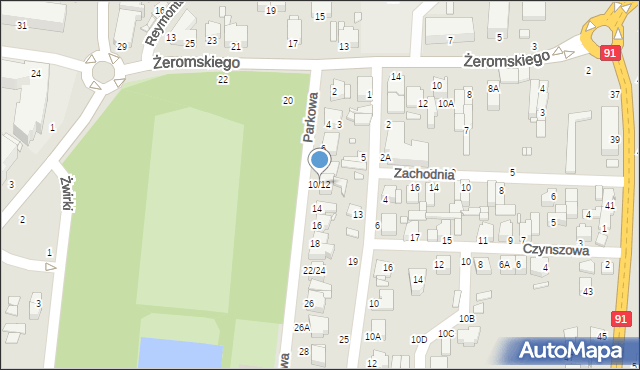 Piotrków Trybunalski, Parkowa, 10/12, mapa Piotrków Trybunalski