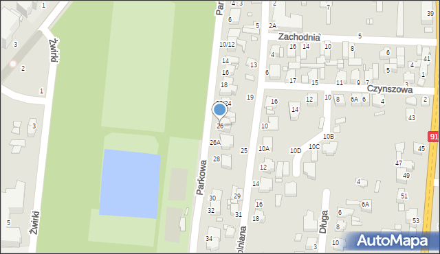 Piotrków Trybunalski, Parkowa, 26, mapa Piotrków Trybunalski