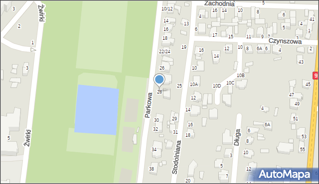 Piotrków Trybunalski, Parkowa, 28, mapa Piotrków Trybunalski
