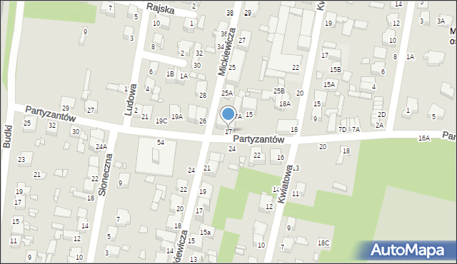 Piotrków Trybunalski, Partyzantów, 17, mapa Piotrków Trybunalski