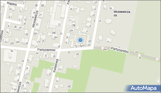 Piotrków Trybunalski, Partyzantów, 7A, mapa Piotrków Trybunalski