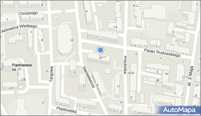 Piotrków Trybunalski, Pasaż Rudowskiego Karola, 10, mapa Piotrków Trybunalski