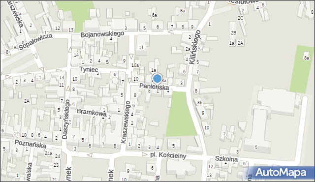 Pleszew, Panieńska, 2, mapa Pleszew