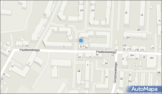 Płock, Padlewskiego Zygmunta, gen., 9, mapa Płock