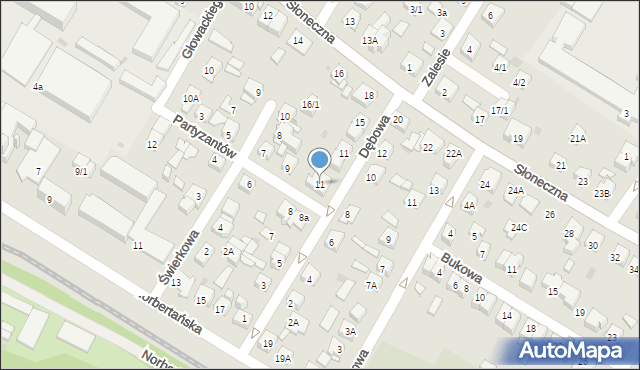 Płock, Partyzantów, 11, mapa Płock