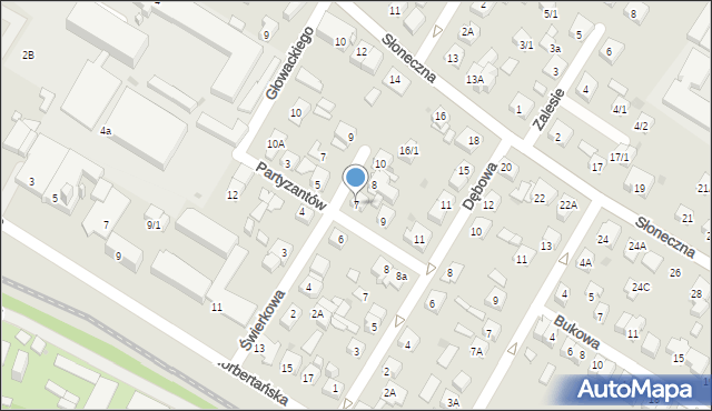 Płock, Partyzantów, 7, mapa Płock