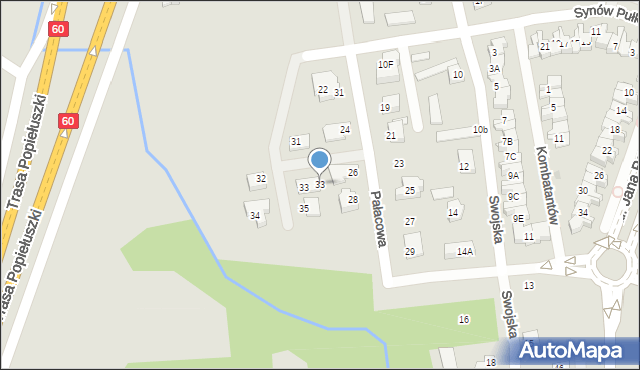 Płock, Pałacowa, 33, mapa Płock