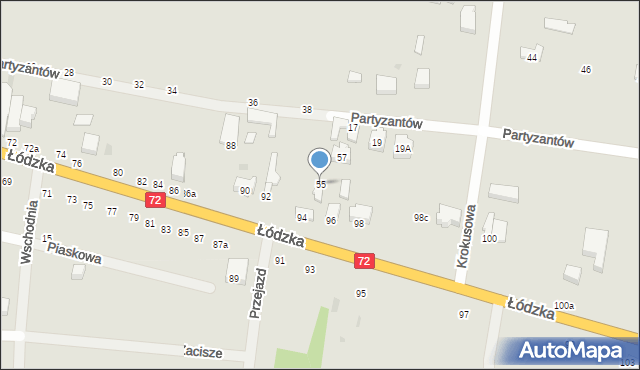 Poddębice, Partyzantów, 55, mapa Poddębice