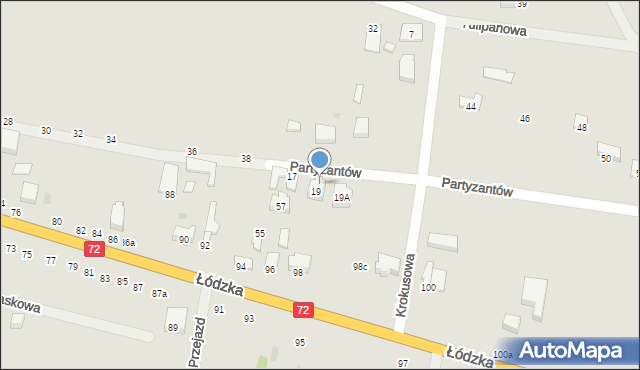 Poddębice, Partyzantów, 59, mapa Poddębice