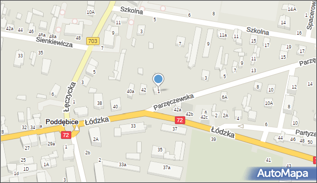 Poddębice, Parzęczewska, 1, mapa Poddębice