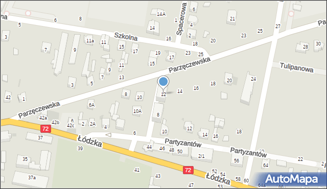 Poddębice, Parzęczewska, 12, mapa Poddębice