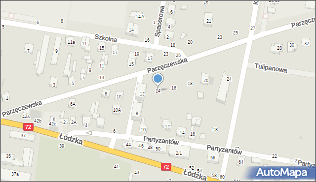 Poddębice, Parzęczewska, 14, mapa Poddębice