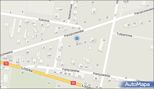 Poddębice, Parzęczewska, 16, mapa Poddębice