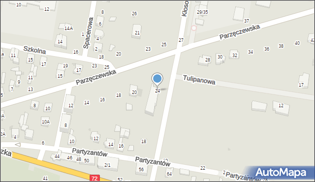 Poddębice, Parzęczewska, 24, mapa Poddębice