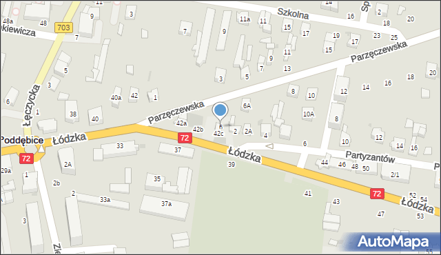 Poddębice, Parzęczewska, 6, mapa Poddębice