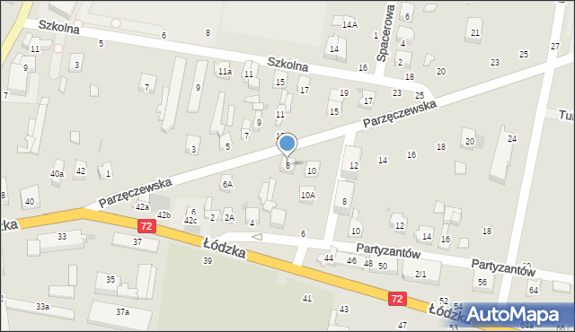 Poddębice, Parzęczewska, 8, mapa Poddębice