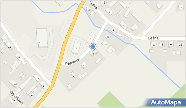 Podgaje, Parkowa, 6, mapa Podgaje