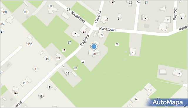 Podkowa Leśna, Paproci, 16, mapa Podkowa Leśna