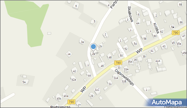 Podzamcze, Partyzantów, 2a, mapa Podzamcze