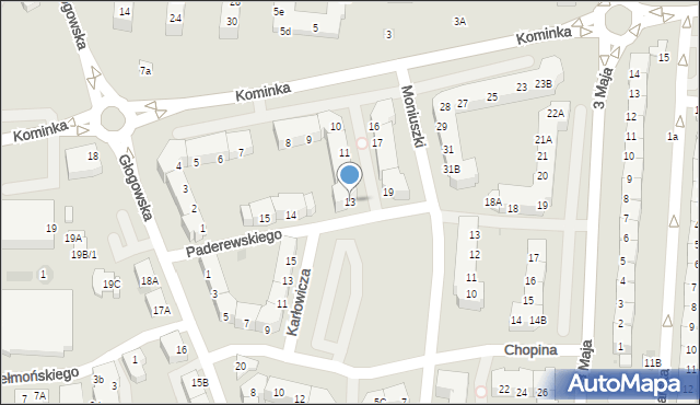 Polkowice, Paderewskiego Ignacego Jana, 13, mapa Polkowice