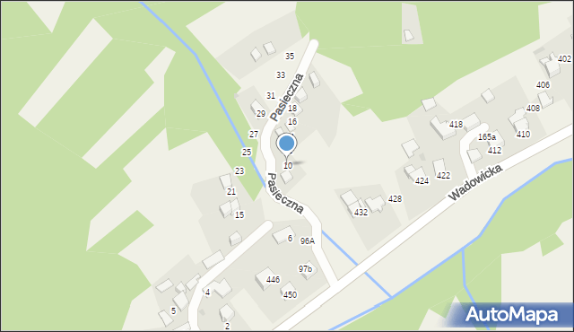 Ponikiew, Pasieczna, 10, mapa Ponikiew