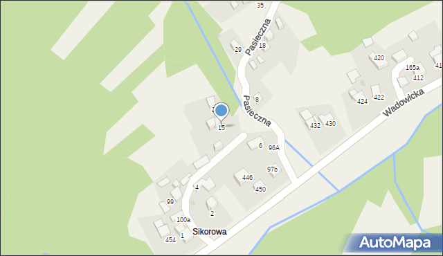 Ponikiew, Pasieczna, 15, mapa Ponikiew
