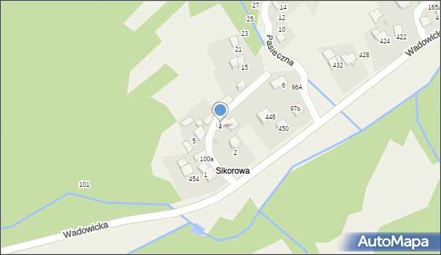 Ponikiew, Pasieczna, 4, mapa Ponikiew