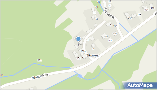 Ponikiew, Pasieczna, 5, mapa Ponikiew