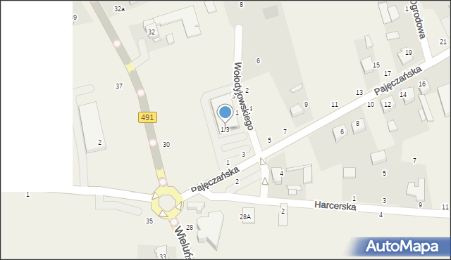 Popów, Pajęczańska, 1/3, mapa Popów