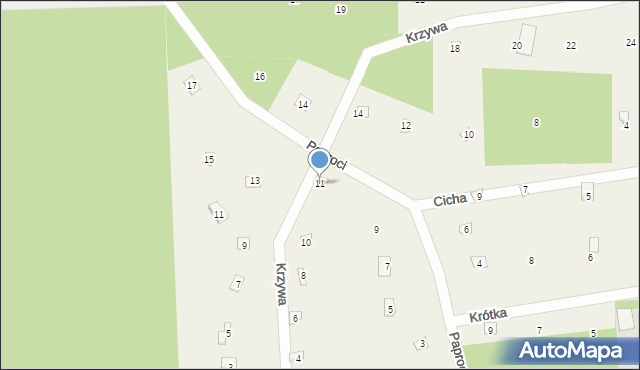 Popowo-Parcele, Paproci, 11, mapa Popowo-Parcele