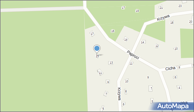 Popowo-Parcele, Paproci, 15, mapa Popowo-Parcele