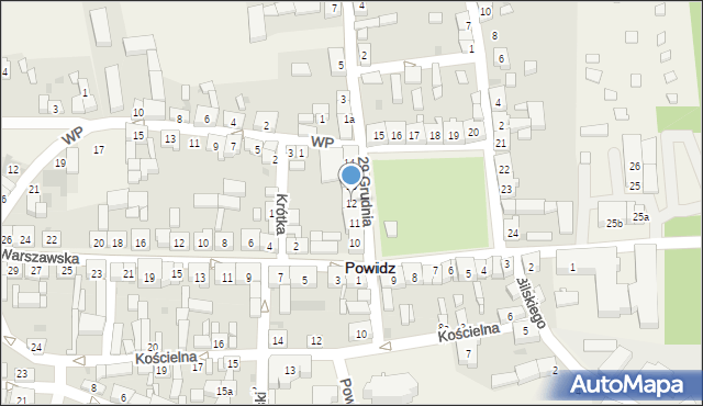 Powidz, Park Powstańców Wielkopolskich, 12, mapa Powidz