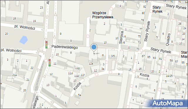Poznań, Paderewskiego Ignacego Jana, 7, mapa Poznania