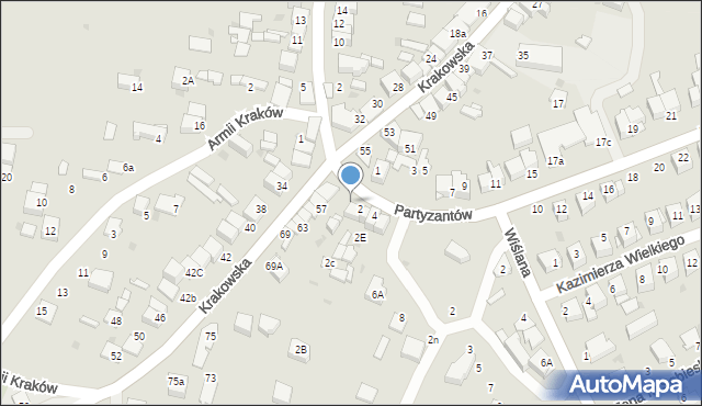 Proszowice, Partyzantów, 2i, mapa Proszowice