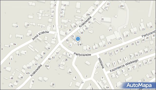 Proszowice, Partyzantów, 3, mapa Proszowice