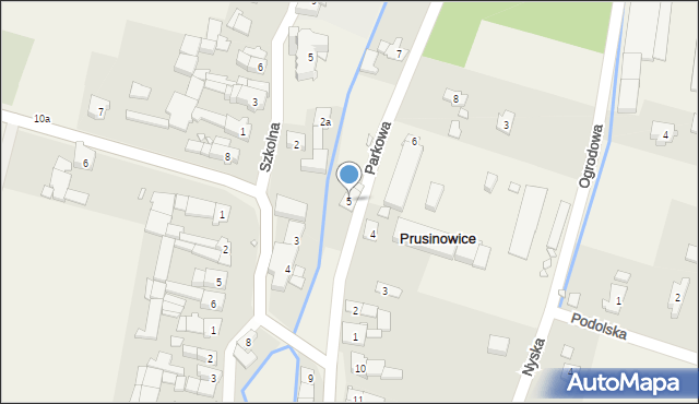 Prusinowice, Parkowa, 5, mapa Prusinowice