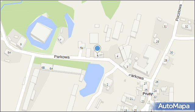 Prusy, Parkowa, 5, mapa Prusy