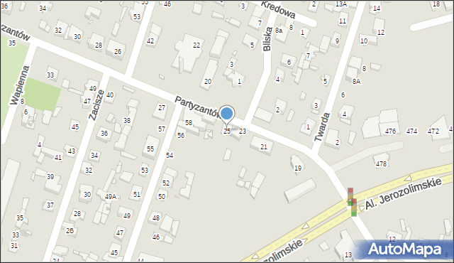 Pruszków, Partyzantów, 25, mapa Pruszków