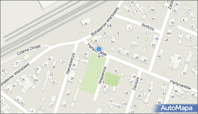 Pruszków, Partyzantów, 35, mapa Pruszków