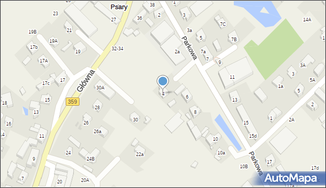 Psary, Parkowa, 4, mapa Psary