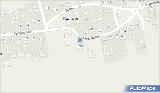Rachanie, Partyzantów, 71A, mapa Rachanie