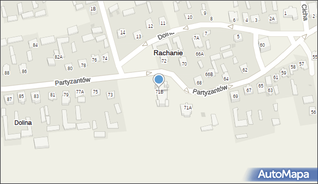 Rachanie, Partyzantów, 71B, mapa Rachanie
