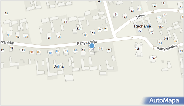 Rachanie, Partyzantów, 77B, mapa Rachanie