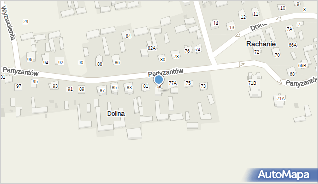 Rachanie, Partyzantów, 79B, mapa Rachanie