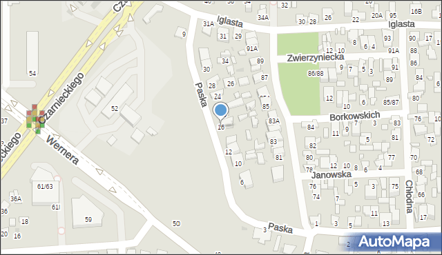 Radom, Paska Jana Chryzostoma, 16, mapa Radomia