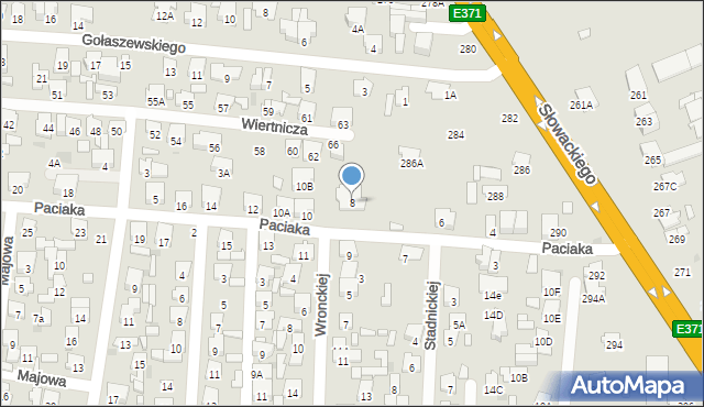 Radom, Paciaka Władysława, 8, mapa Radomia